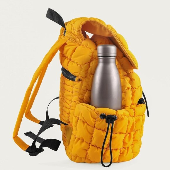 ✨ Contail Puffy Hiker Pack Women Yellow 18L Quilted Puffer Lightweight Backpack - Picture 4 of 9